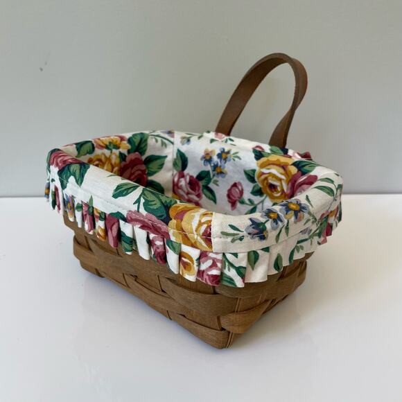 VTG Longaberger Small Key Basket With Liner Signed Dated 1985 Handmade USA Woven - Picture 3 of 13